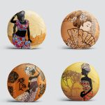 4'lü Etnik Afrika Women Desenli Yuvarlak Yastık Kırlent Kılıf Seti Realhomes