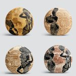 4'lü Damask Desenli Arap Kız Tasarımlı Yuvarlak Yastık Kırlent Kılıf Seti Realhomes