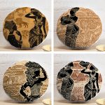 4'lü Damask Desenli Arap Kız Tasarımlı Yuvarlak Yastık Kırlent Kılıf Seti Realhomes