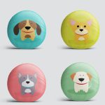 4'lü Sevimli Köpekcikler Yuvarlak Yastık Kırlent Kılıf Seti Realhomes