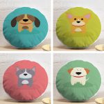 4'lü Sevimli Köpekcikler Yuvarlak Yastık Kırlent Kılıf Seti Realhomes