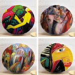 4'lü Soyut Sulu Boya Çalışması Tasarımlı Yuvarlak Yastık Kırlent Kılıf Seti Realhomes