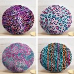 4'lü Renkli Leopar Desenli Yuvarlak Yastık Kırlent Kılıf Seti Realhomes