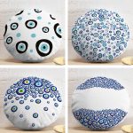 4'lü Nazar Boncuk Desenli Yuvarlak Yastık Kırlent Kılıf Seti Realhomes