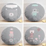 4'lü I'm Happy Yuvarlak Yastık Kırlent Kılıf Seti Realhomes