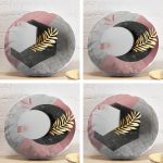 4'lü Realhomes Geometrik Çift Renk Mermer Desenli Yuvarlak Yastık Kırlent Kılıf Seti Realhomes