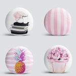 4'lü Realhomes Pembe Beyaz Çizgili Konsept Modern Yuvarlak Yastık Kırlent Kılıf Seti Realhomes