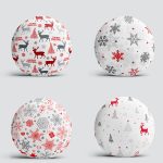 4'lü Realhomes Beyaz Zeminli Yılbaşı Konseptli Yuvarlak Yastık Kırlent Kılıf Seti Realhomes