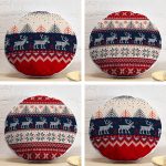 4'lü Realhomes Geyik Desenli Yılbaşı Temalı Dekoratif Yuvarlak Yastık Kırlent Kılıf Seti Realhomes