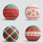 4'lü Realhomes Kırmızı Yeşil Renkli Geyik ve Ekose Temalı Yuvarlak Yastık Kırlent Kılıf Seti Realhomes