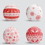 4'lü Realhomes Kırmızı Beyaz Yılbaşı Geyik ve Kar Taneleri Yuvarlak Yastık Kırlent Kılıf Seti Realhomes