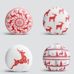 4'lü Realhomes Kırmızı Beyaz Yılbaşı Geyikleri Yuvarlak Yastık Kırlent Kılıf Seti Realhomes