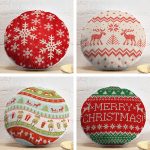 4'lü Realhomes Merry Christmas Temalı Konsept Yuvarlak Yastık Kırlent Kılıf Seti Realhomes