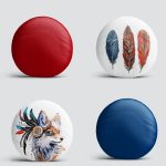 4'lü Realhomes Modern Renkli Tüy Motifli Dekoratif Kırlent Yuvarlak Yastık Kırlent Kılıf Seti Realhomes