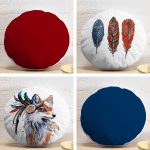 4'lü Realhomes Modern Renkli Tüy Motifli Dekoratif Kırlent Yuvarlak Yastık Kırlent Kılıf Seti Realhomes