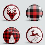 4'lü Realhomes Yılbaşı Temalı Ekoseli Modern Yuvarlak Yastık Kırlent Kılıf Seti Realhomes