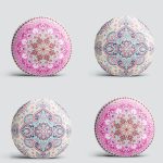 4'lü Realhomes Renkli Mandala Motifli Dekoratif Yuvarlak Yastık Kırlent Kılıf Seti Realhomes