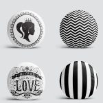 4'lü Realhomes Siyah Beyaz Renkli Dekoratif Yuvarlak Yastık Kırlent Kılıf Seti Realhomes