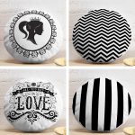 4'lü Realhomes Siyah Beyaz Renkli Dekoratif Yuvarlak Yastık Kırlent Kılıf Seti Realhomes