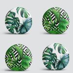 4'lü Realhomes Tropikal Yaprak Desenli Modern Yuvarlak Yastık Kırlent Kılıf Seti Realhomes