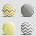 4'lü Realhomes Sarı ve Grinin Uyumlu Kombin Yuvarlak Yastık Kırlent Kılıf Seti Realhomes