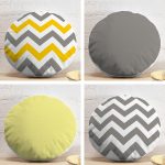 4'lü Realhomes Sarı ve Grinin Uyumlu Kombin Yuvarlak Yastık Kırlent Kılıf Seti Realhomes