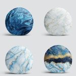 4'lü Realhomes Mavi Mermer Kombinli Yuvarlak Yastık Kırlent Kılıf Seti Realhomes