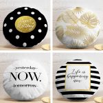 4'lü Realhomes Altın Varaklı Modern Konseptli Yuvarlak Yastık Kırlent Kılıf Seti Realhomes