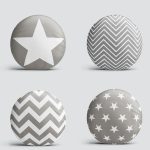 4'lü Realhomes Gri Zigzag ve Yıldız Motifli Modern Yuvarlak Yastık Kırlent Kılıf Seti Realhomes