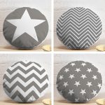 4'lü Realhomes Gri Zigzag ve Yıldız Motifli Modern Yuvarlak Yastık Kırlent Kılıf Seti Realhomes