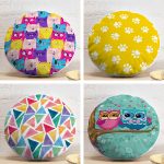 4'lü Realhomes Renkli Çocuk Desenli Dekoratif Modern Yuvarlak Yastık Kırlent Kılıf Seti Realhomes