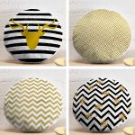 4'lü Realhomes Altın Varaklı Geometrik Desenli Modern Yuvarlak Yastık Kırlent Kılıf Seti Realhomes