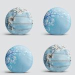 4'lü Mavi Zeminde Dal ve Çiçek Tasarımlı Yuvarlak Yastık Kırlent Kılıf Seti Realhomes