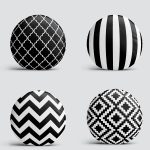 4'lü Realhomes Siyah Beyaz Geometrik Şekiller Yuvarlak Yastık Kırlent Kılıf Seti Realhomes