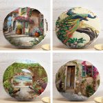 4'lü Dekoratif Manzara Yuvarlak Yastık Kırlent Kılıf Seti Realhomes