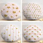 4'lü Pembe Zemin Soft Zigzag Yuvarlak Yastık Kırlent Kılıf Seti Realhomes