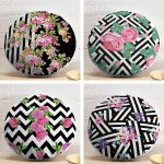 4'lü Geometrik Desenli Çiçek Temalı Yuvarlak Yastık Kırlent Kılıf Seti Realhomes