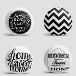 4'lü Siyah Zemin Home Sweet Yuvarlak Yastık Kırlent Kılıf Seti Realhomes