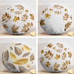 4'lü Altın Varaklı Dekoratif Yuvarlak Yastık Kırlent Kılıf Seti Realhomes