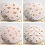 4'lü Pembe Zemin Soft Zigzag Yuvarlak Yastık Kırlent Kılıf Seti Realhomes