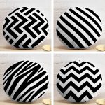 4'lü Siyah Beyaz Geometrik Yuvarlak Yastık Kırlent Kılıf Seti Realhomes