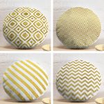 4'lü Altın Varaklı Geometrik Yuvarlak Yastık Kırlent Kılıf Seti Realhomes