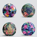 4'lü Rengarenk Çiçek Temalı Yuvarlak Yastık Kırlent Kılıf Seti Realhomes