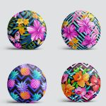 4'lü Rengarenk Çiçekler Yuvarlak Yastık Kırlent Kılıf Seti Realhomes