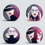 4'lü Kadın Figurlu Kalem Desenli Yuvarlak Yastık Kırlent Kılıf Seti Realhomes