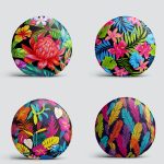 4'lü Renkli Tüyler Yuvarlak Yastık Kırlent Kılıf Seti Realhomes