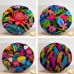 4'lü Renkli Tüyler Yuvarlak Yastık Kırlent Kılıf Seti Realhomes