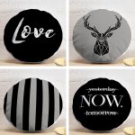 - YuvPtk4luSet312-4lu-Siyah-Gri-Zeminde-Geyik-ve-Yazili-Ozel-Tasarim-Yuvarlak-Yastik-Kirlent-Kilif-Seti - Realhomes 4'lü Siyah Gri Zeminde Geyik ve Yazılı Özel Tasarım Yuvarlak Yastık Kırlent Kılıf Seti Realhomes