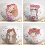 4'lü Fashion Girl Yuvarlak Yastık Kırlent Kılıf Seti Realhomes