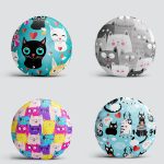 4'lü Sevimli Kediler Yuvarlak Yastık Kırlent Kılıf Seti Realhomes